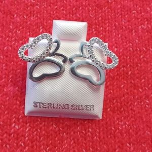 925 Sterling Silver Lovely Adorable Butterfly CZ Stud Earrings Women Girl‎